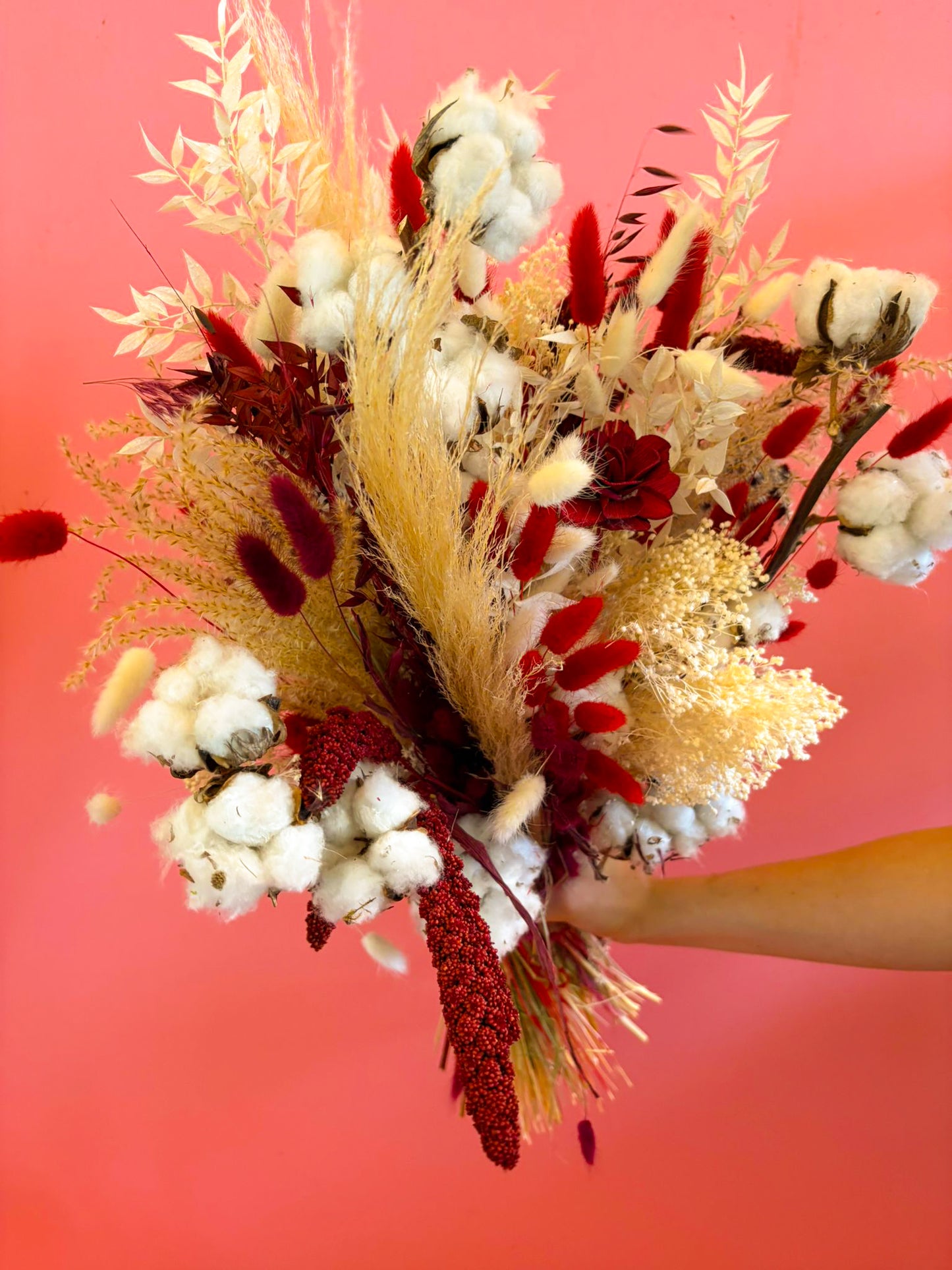 Droogboeket wit Rood Beige