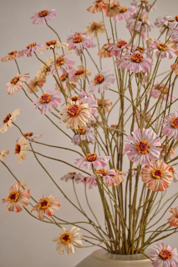 Zijde Zinnia tak zalm 89 cm