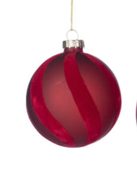 Kerstbal Flock Stripe 1