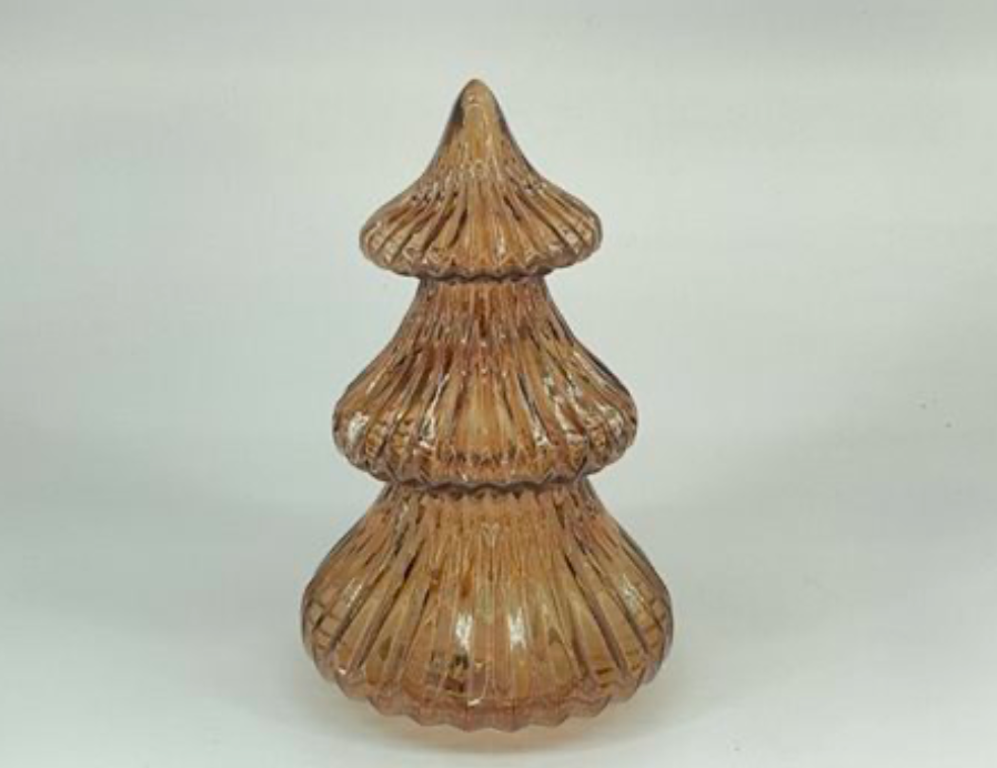 Kerstboom glas bruin + lichtjes