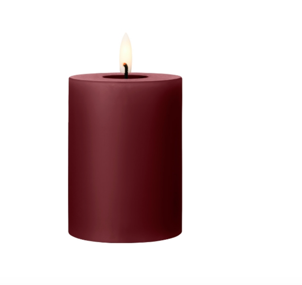 LED pillar candle S raw deep wine