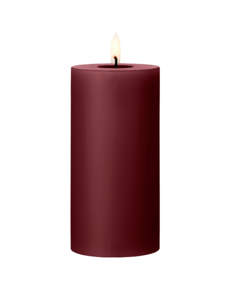 LED pillar candle M deep wine