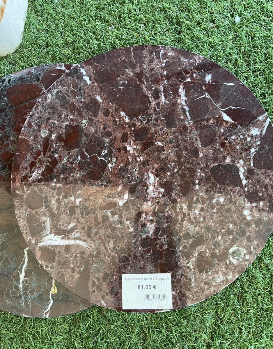 Marble board round L Burgundy