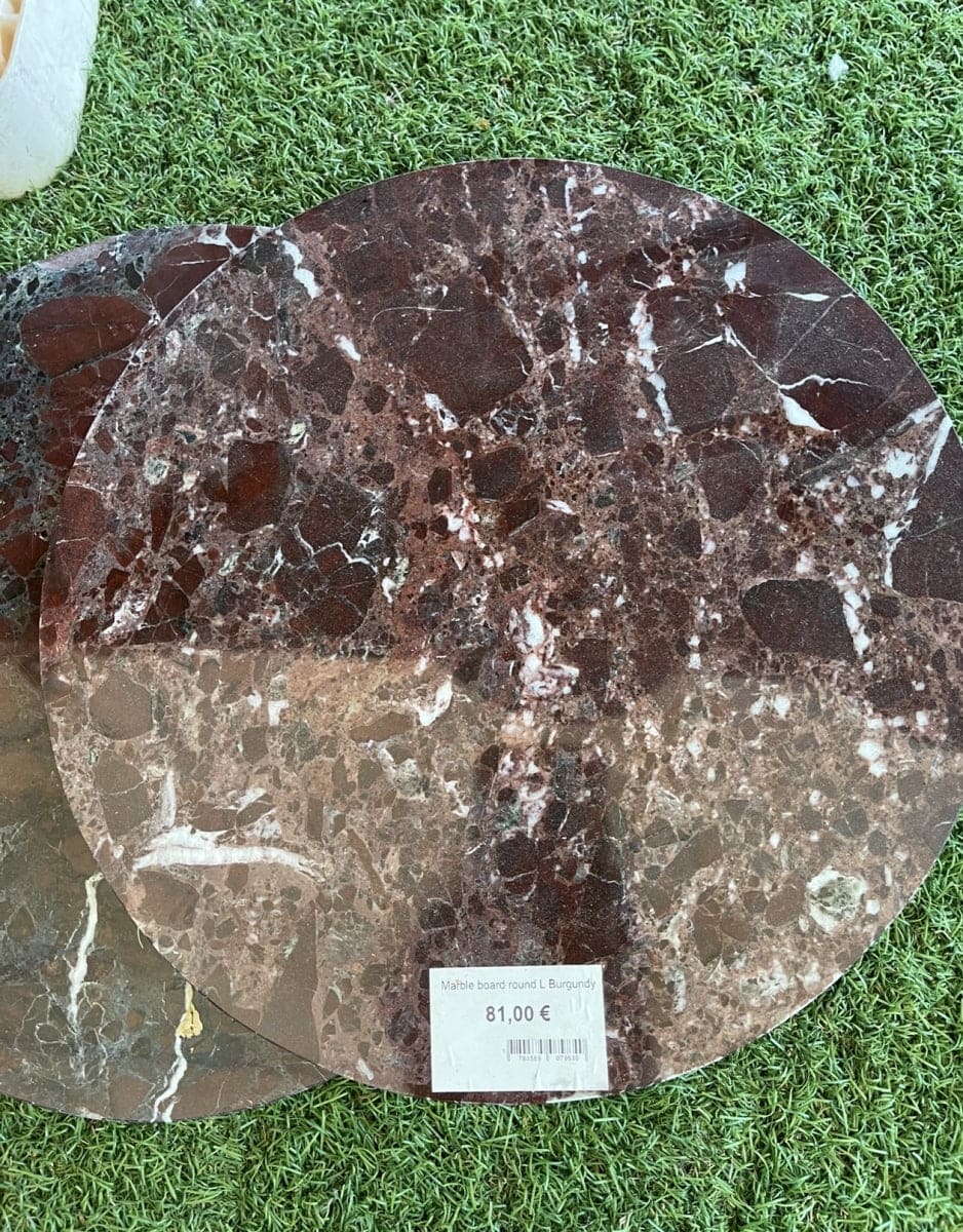 Marble board round L Burgundy