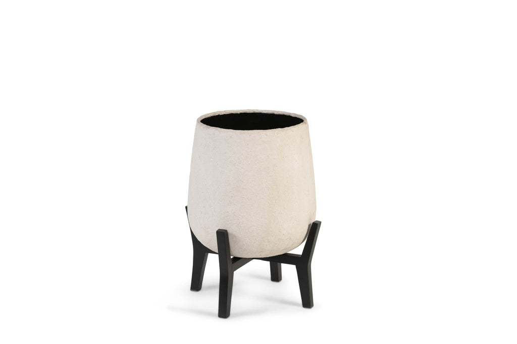 Pot op staander papier mache wit S