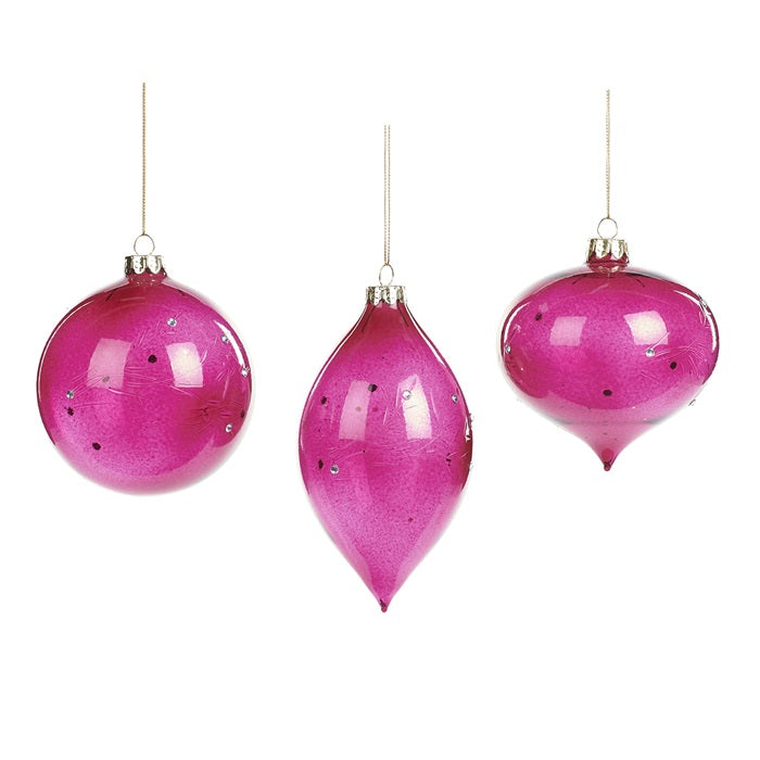 Kerstbal snowflake fuchia 3