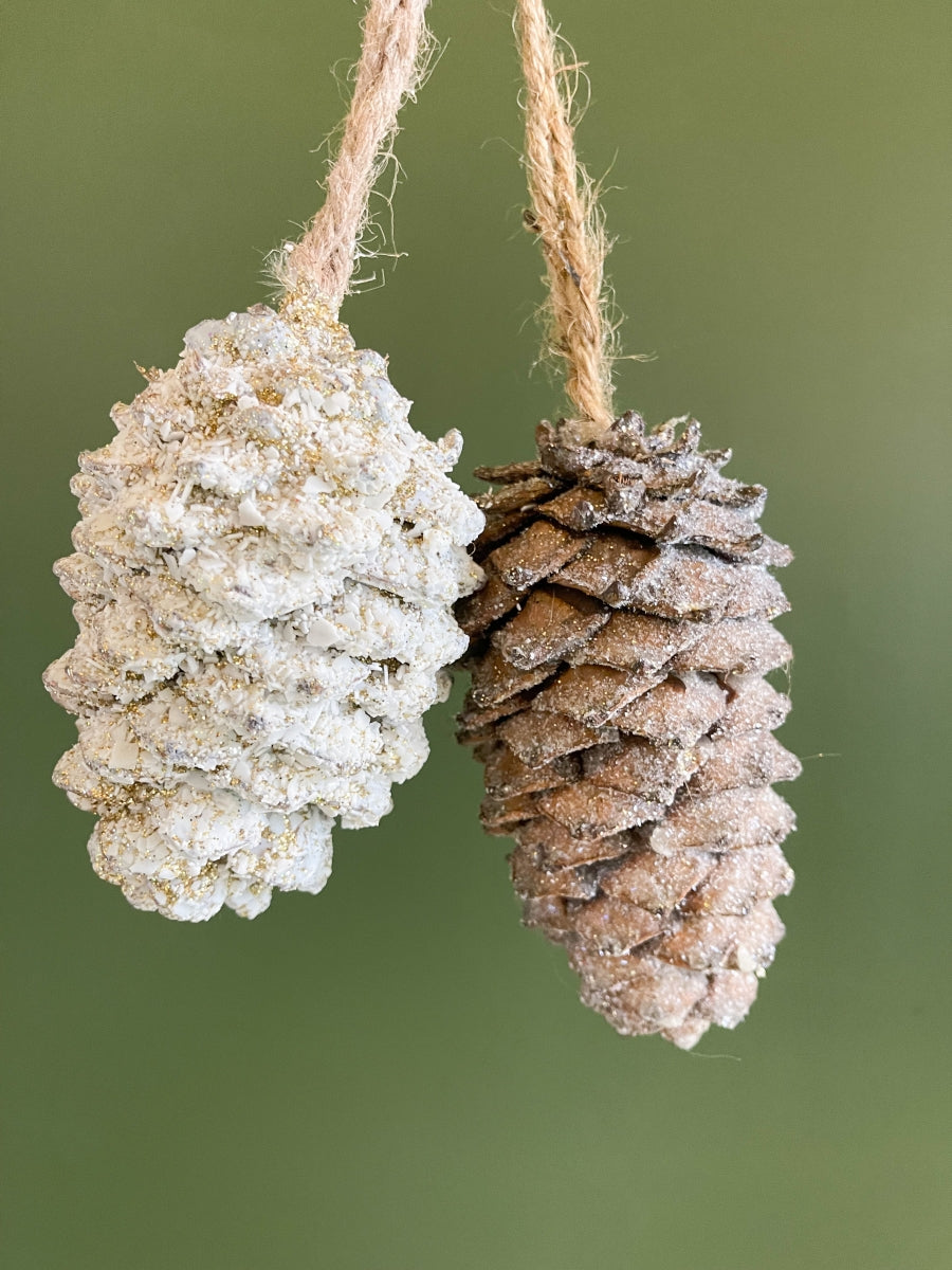 Dennenappel Hang Naturel + glitter