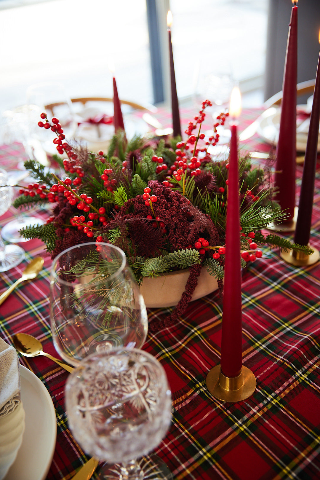 Schaal Kersttafel Rood/bordeaux
