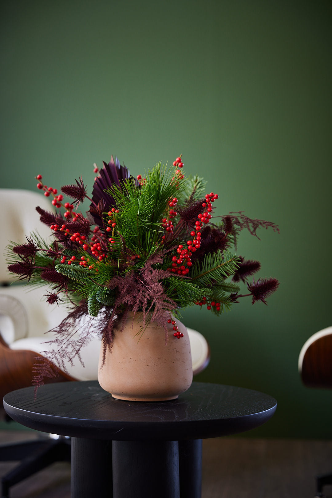 Kerstbloemstuk Rood/Bordeaux