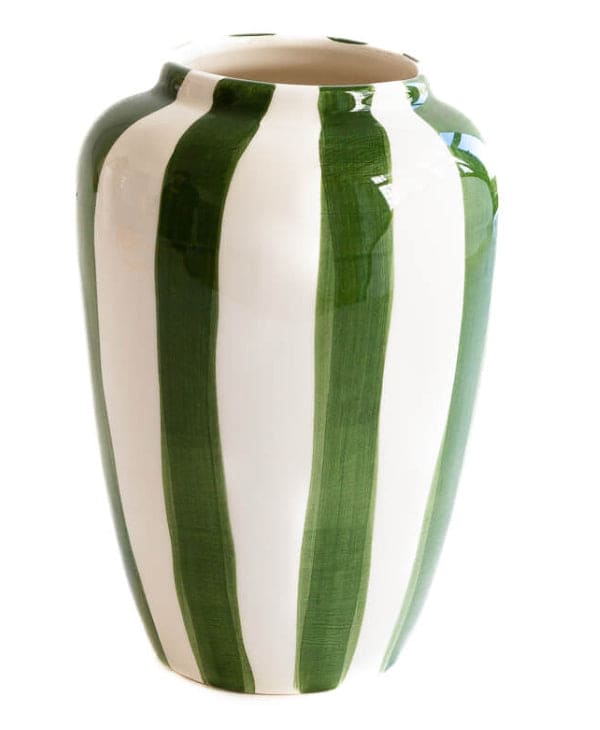 Funky Flower Medium Dark Green Stripes