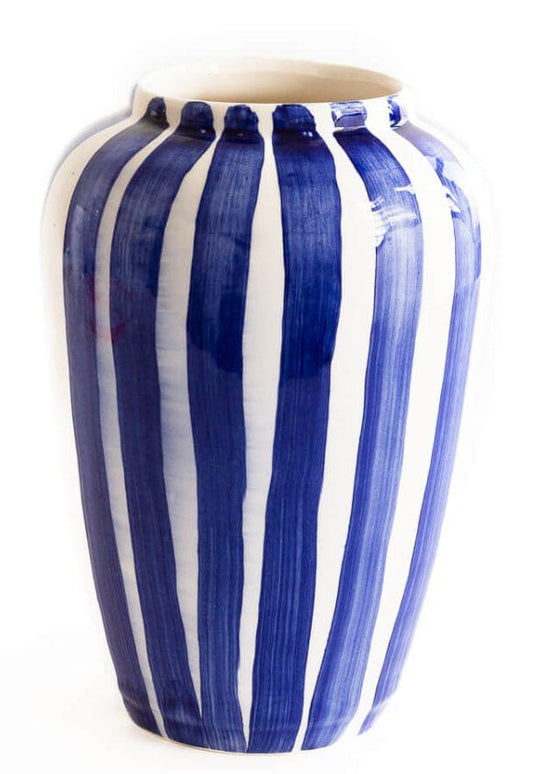 Funky Flower Large Cobalt Blue Stripes