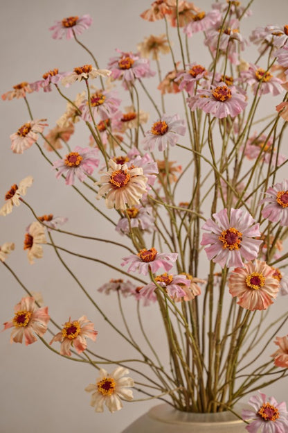 Zijde Zinnia tak zalm 89 cm