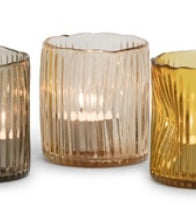 Theelicht holder Ribbed Peach S