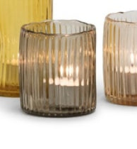 Theelicht holder Ribbed Smoke S