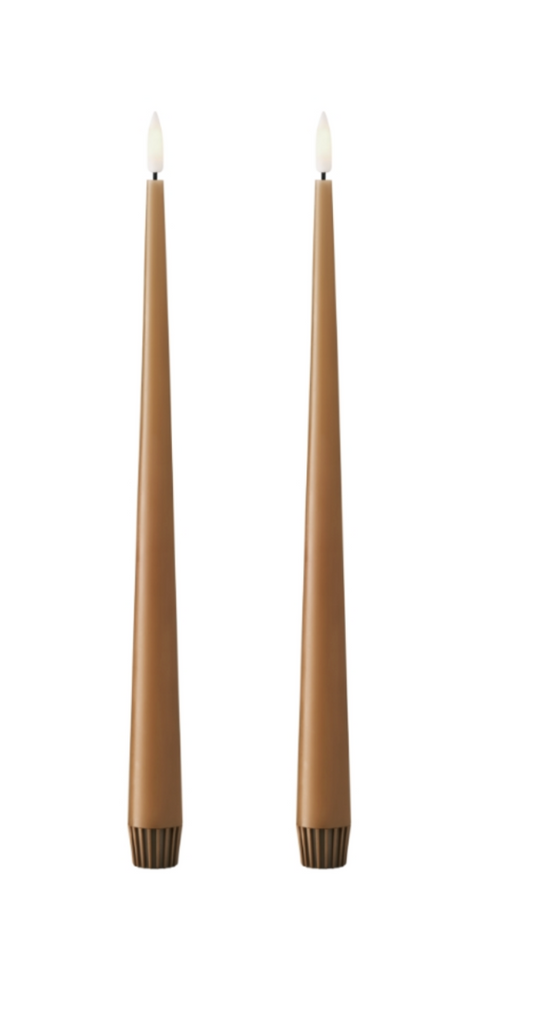 LED taper candle 2pcs Row toffee