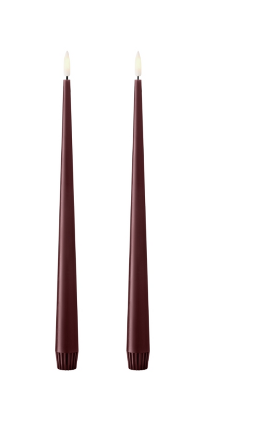 LED taper candle 2pcs Deep Wine