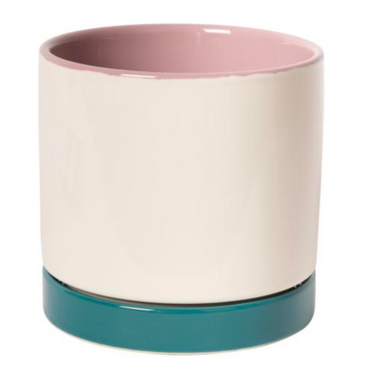 Bloempot Wit Petrol Roos M