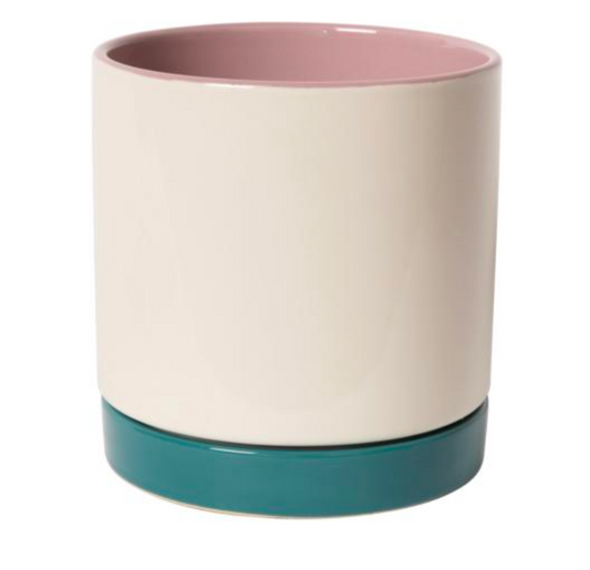 Bloempot Wit Petrol Roos M