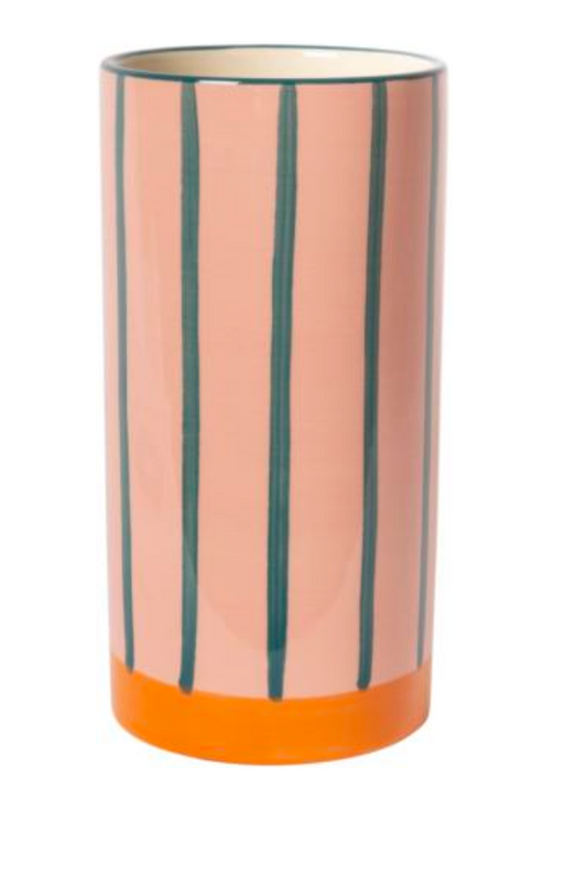 Vaas gestreept Petrol Roos Oranje