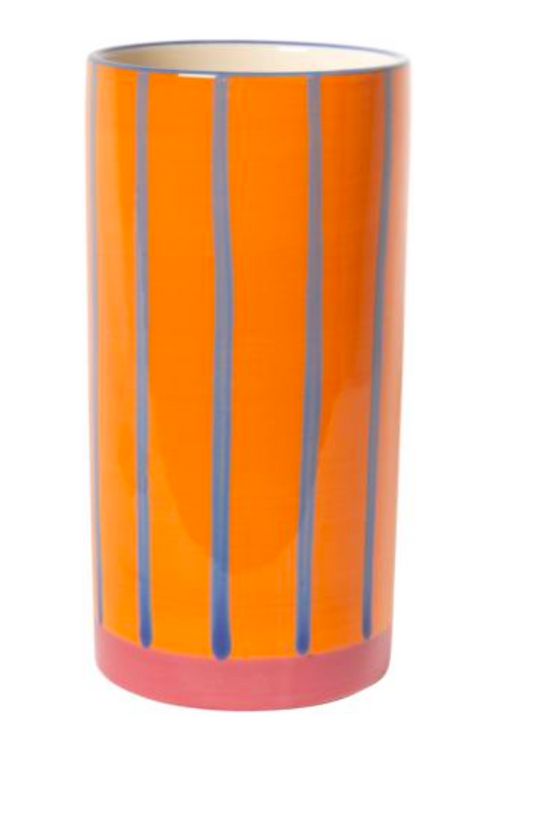 Vaas gestreept Blauw oranje roos