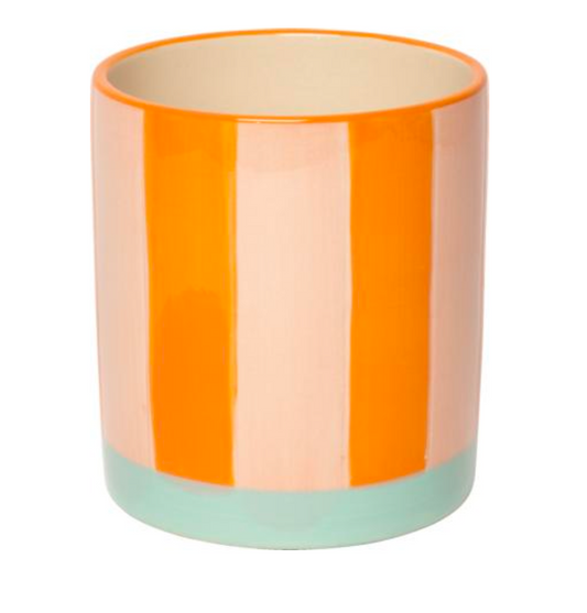 Bloempot gestreept Oranje Roos Munt