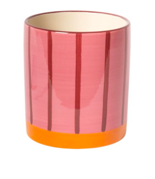 Bloempot gestreept Rood Roos oranje