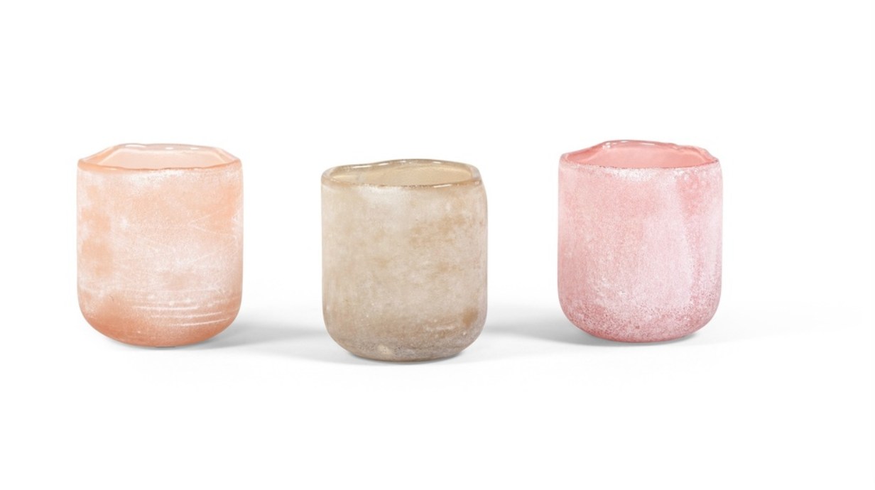 Theelicht frosted Roos  L