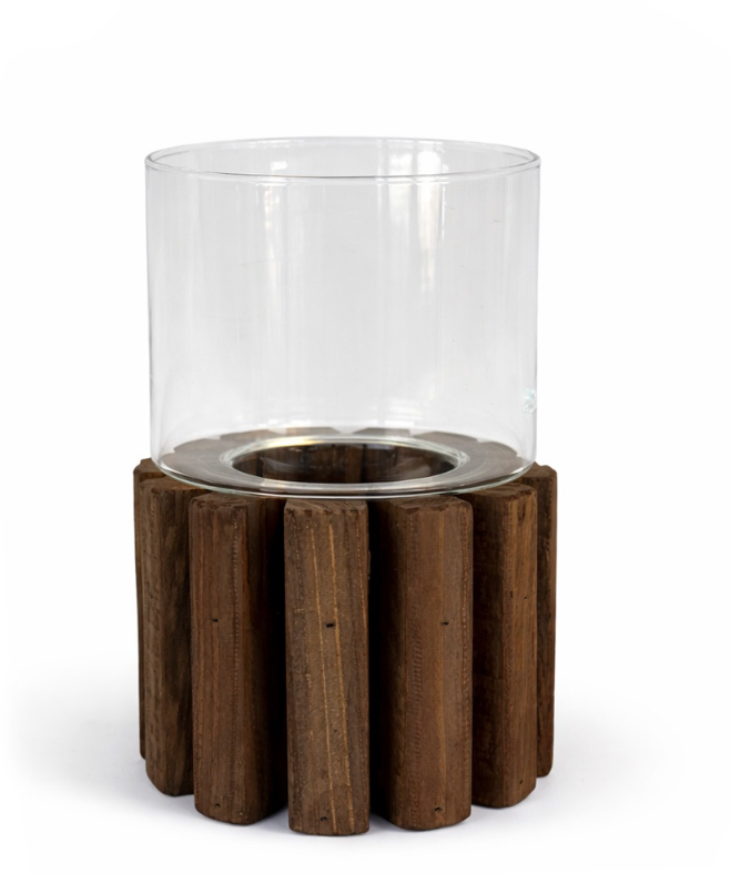 Kaarsenhouder Hout/ glas