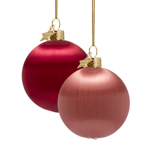 Kerstballen set Rood/peach 4 st