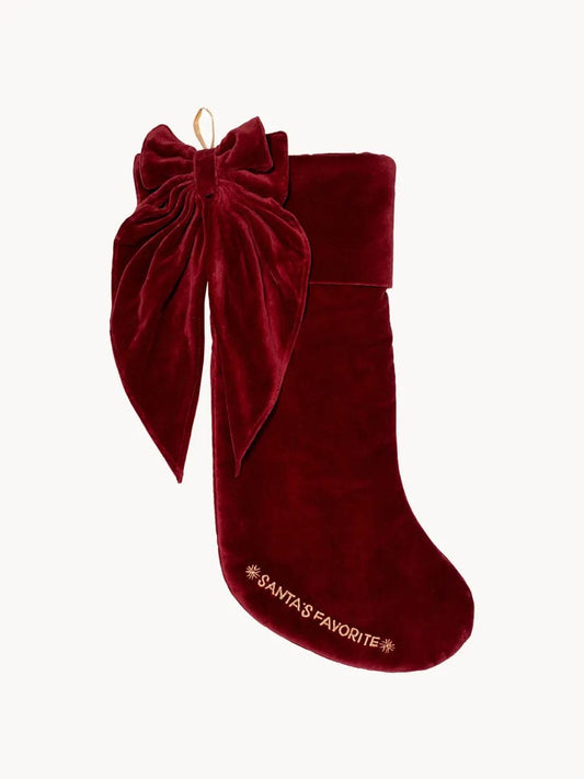 Kerstsok fluweel  burgundy
