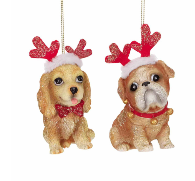 kerstbal Xmas Dog bruin