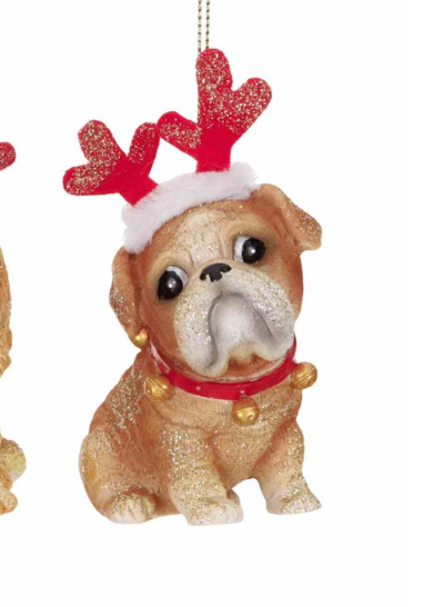 kerstbal Xmas Dog bruin
