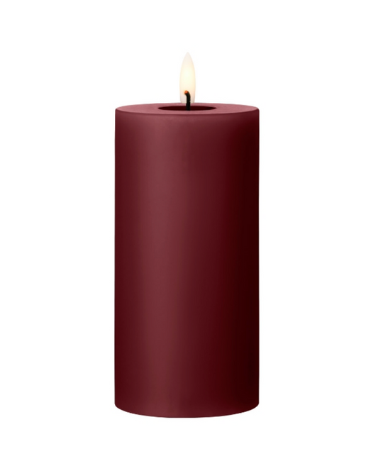 LED pillar candle M deep wine