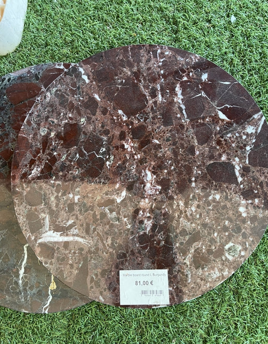 Marble board round L Burgundy