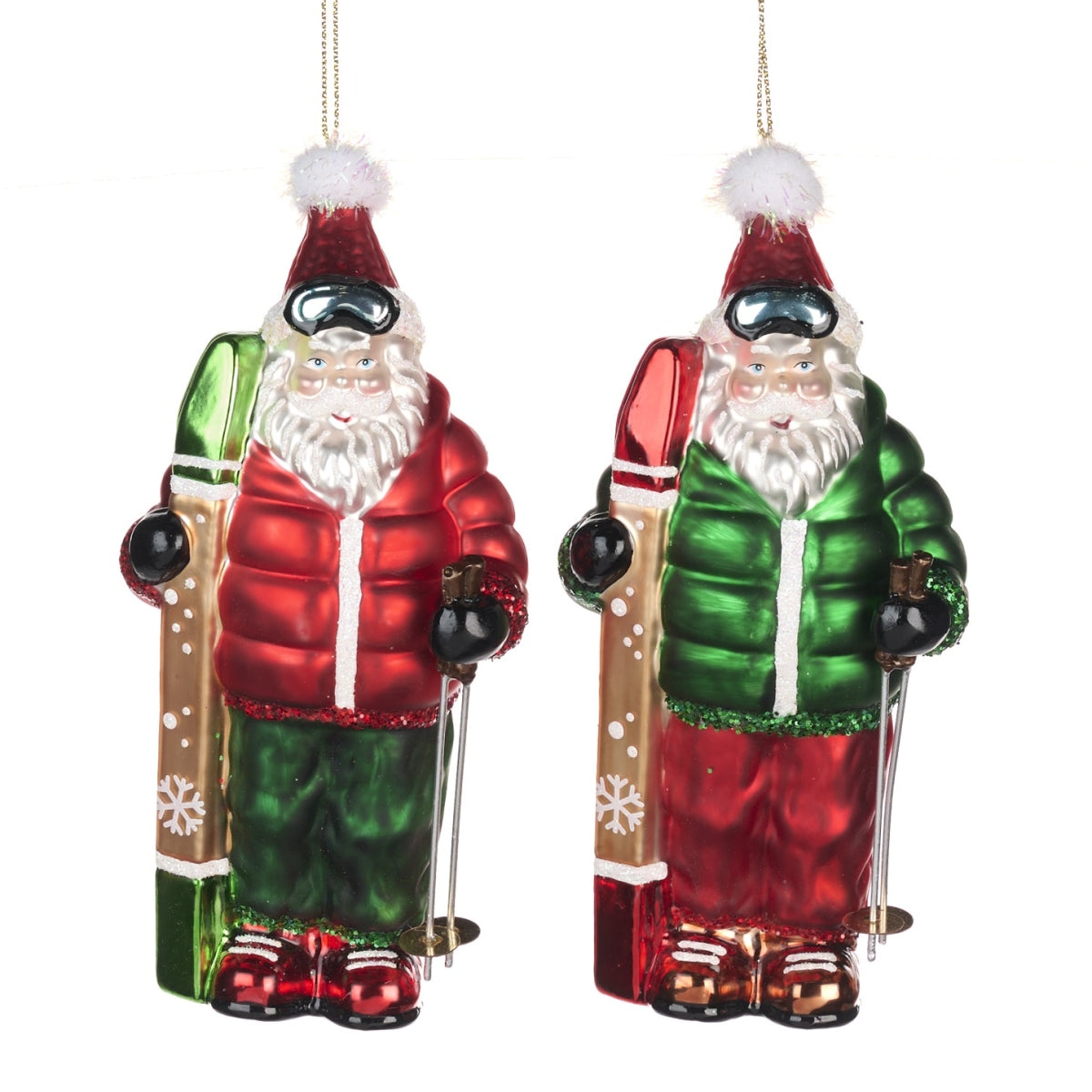 Kerstbal ski santa rode jas