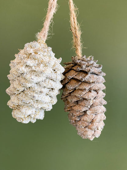Dennenappel Hang Naturel + glitter