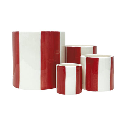 bloempot gestreept rood M