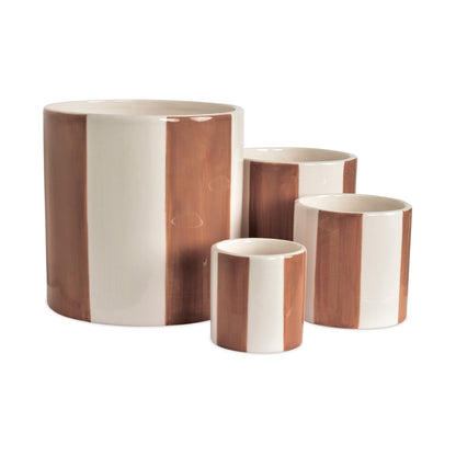 bloempot gestreept Beige XS