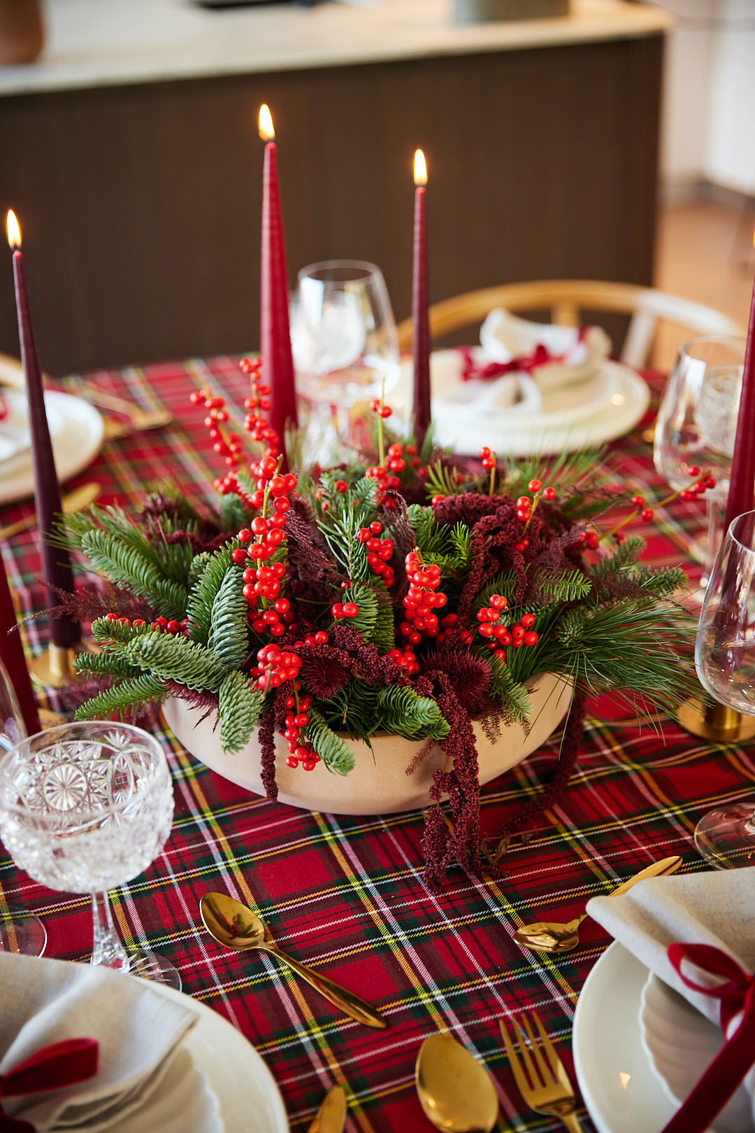 Schaal Kersttafel Rood/bordeaux