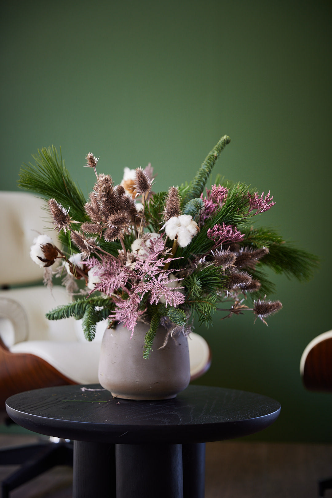 Kerstbloemstuk Rosé en Wit