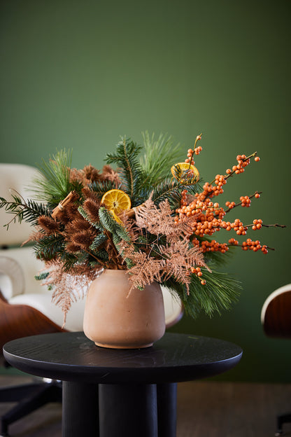 Kerstbloemstuk Koper