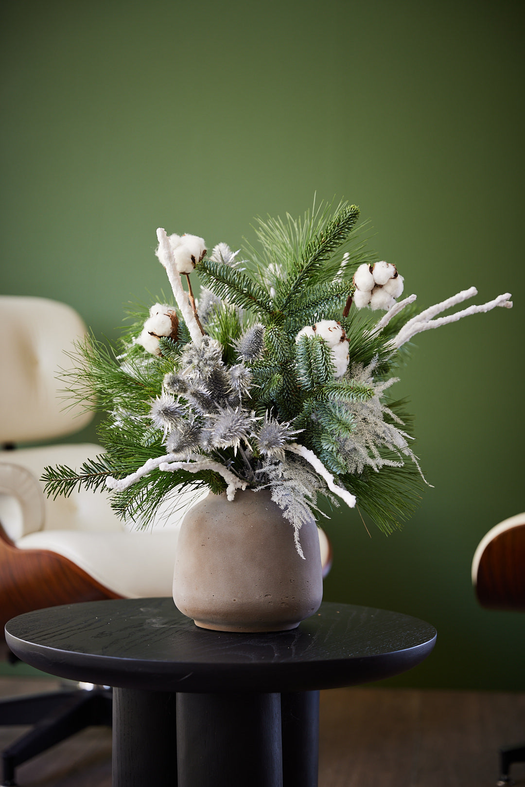 Kerstbloemstuk Zilver en Wit