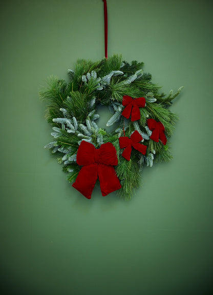 Kerstkrans Naturelle MET strikken