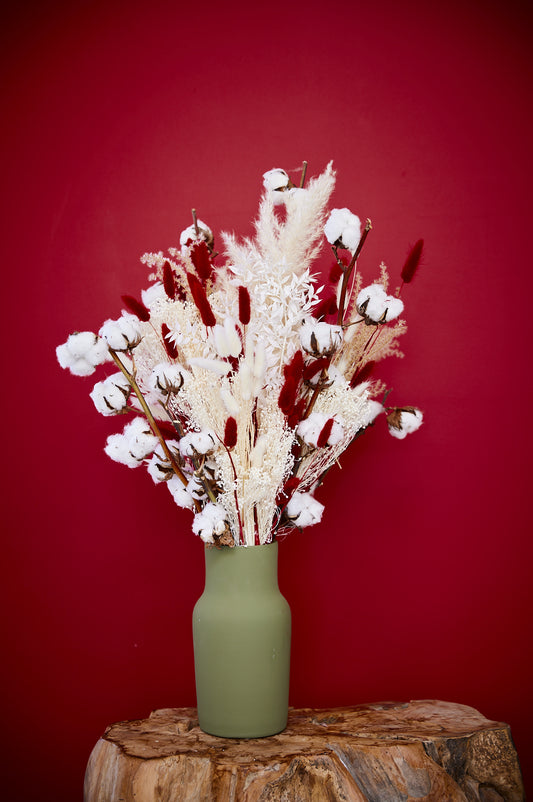 Droogboeket Wit/Rood