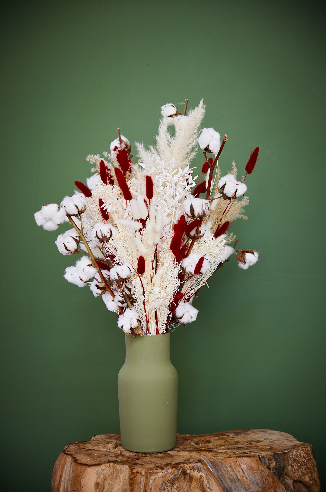 Droogboeket Wit/Rood