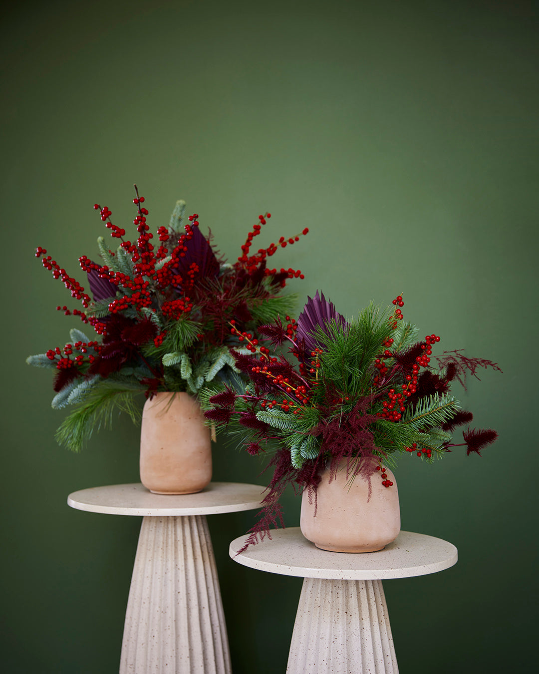 Kerstbloemstuk Rood/Bordeaux